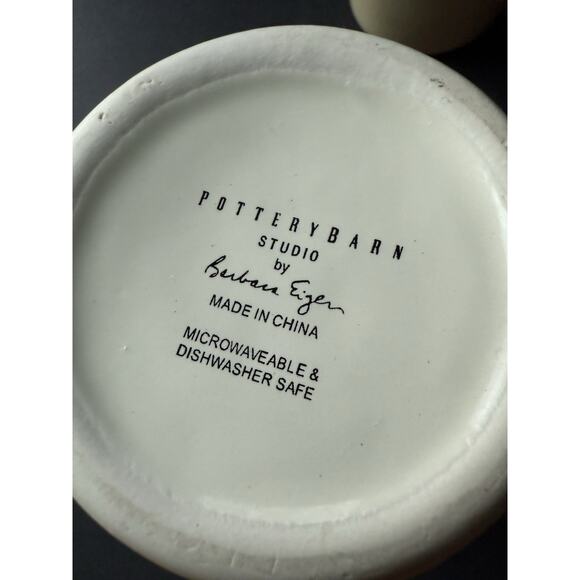 POTTERY BARN Studio BARBARA EIGEN Putty Tan Brown Tall Coffee Cup Mug Set(4) - Picture 4 of 10